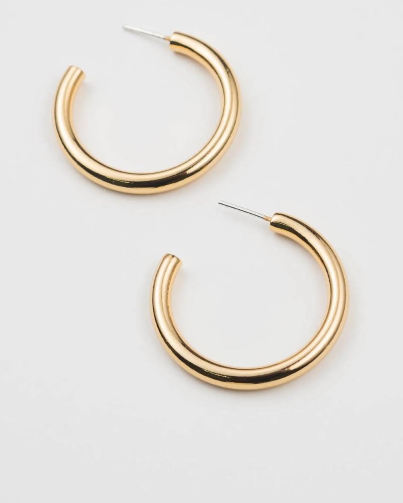 Front of a size O/S Tube Hoops Earrings in Gold in Gold by Brenda Grands. | dia_product_style_image_id:331213